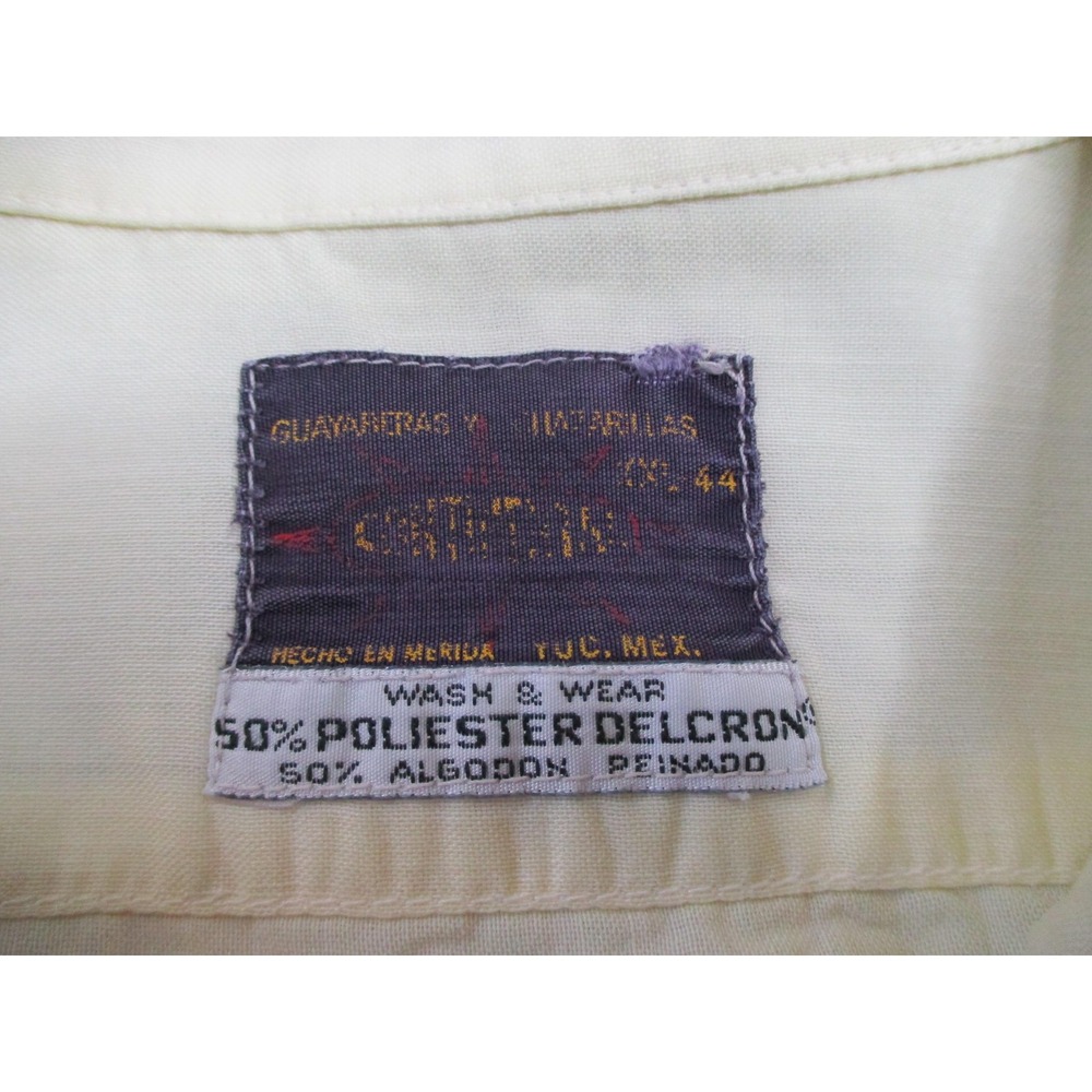 Catalogne Shirt Mens 44 Yellow Vintage Short Sleeve Guayabera Button Up - Picture 4 of 9